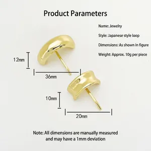 Japanese style golden metal hair hook clip for ponytail with product size specifications