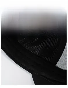 Detail view of the wide sweatband inside the black baseball cap for moisture wicking