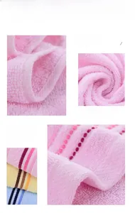 Macro view of full terry cotton towel texture with colored stripe details