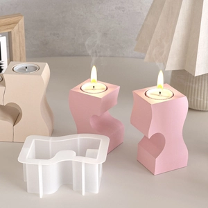 Stampo in silicone a forma di S per portacandele fai-da-te con campioni di lumini finiti