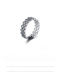 Detail view of S925 sterling silver lace ring with 5.60mm width and 1.66g weight