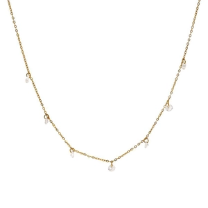 Minimalist 18k gold plated titanium steel necklace with five drop-shaped zircon crystals