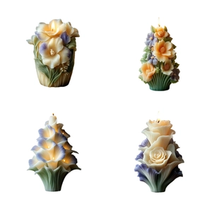 Artistic flower bouquet scented candles in rose and lily shapes for festive home decor