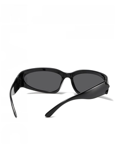 Lightweight wrap-around cyberpunk sports sunglasses in black weighing only 30.0g