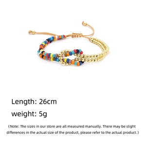 Bohemian multilayer beaded 18K gold plated bracelet with colorful beads, 26cm length