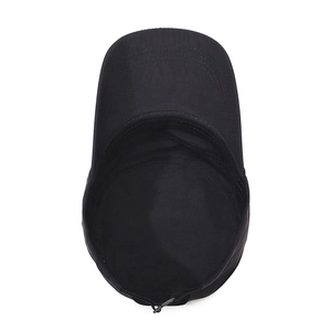 Black quick-dry cadet hat for sun protection with adjustable strap and internal view