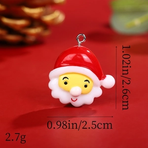 Detail view of resin Santa pendant showing dimensions 1.02 x 0.98 inch and weight 2.7g