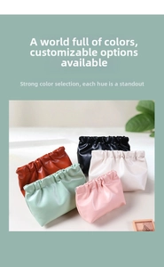 Stack of colorful cloud-shaped PU leather pouches for cosmetics and small items