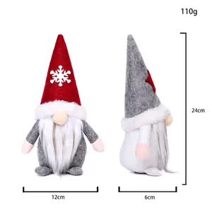 Gnomi di Natale senza volto con fiocchi di neve, decorazioni in peluche altezza 24 cm