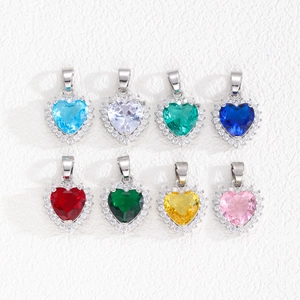 Elegant heart-shaped gemstone pendant necklaces set in eight various colors for women