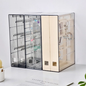 Minimalist transparent jewelry organizer with drawers for earrings and necklaces