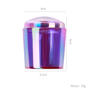 Dimensions of iridescent nail stamper tool showing height of 5cm and top width of 4cm