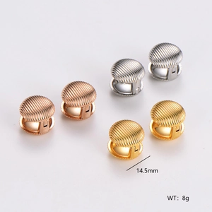 Fashion Round Dome Hoop Earrings Striped Ribbed Stainless Steel 18K Gold Plated Minimalist Geometric Jewelry For Women
