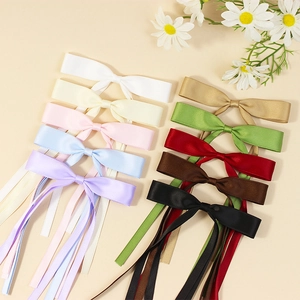 Bow Hair Clip Satin Long Ribbon Streamer Sweet Princess Style Hairpins For Women Girls Handmade Accessories