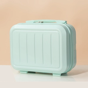 Mini valigia da 14 pollici verde menta, beauty case rigido con trama a righe