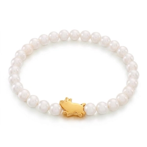 Beaded Bracelet Shell Artificial Pearl Gold Plated Stainless Steel Cute Animal Pig Pendant Simple Elegant Jewelry For Women