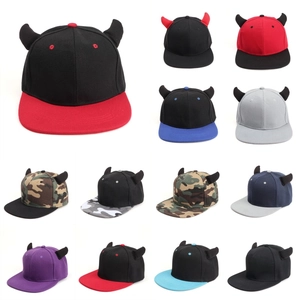 Devil Horns Baseball Cap Acrylic Flat Brim Hip Hop Snapback Hat For Men Women Novelty Party Streetwear