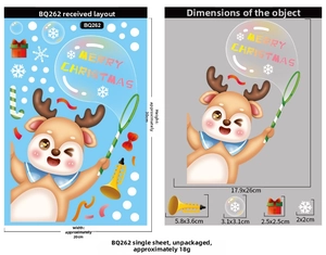 Dimensioni degli adesivi per finestre natalizie con renne e fiocchi di neve decorativi