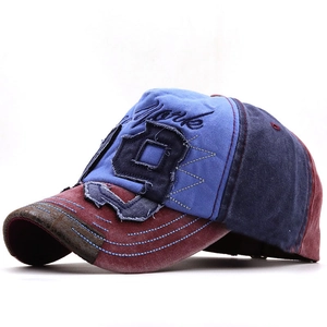 Vintage multi-color washed cotton baseball cap with New York embroidery and 18 patch