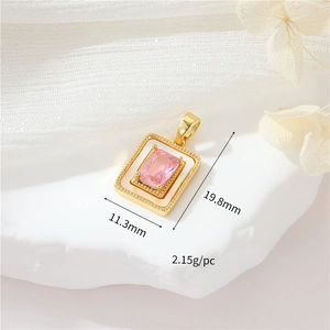 Detail showing dimensions 19.8mm x 11.3mm for the pink gemstone rectangle pendant