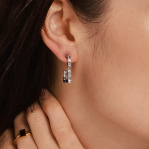 Elegant silver bamboo joint earrings for women made of durable stainless steel