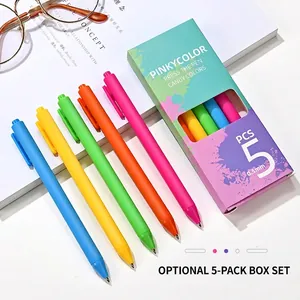 5-pack Macaron retractable gel ink pens 0.5mm in matte candy colors for students