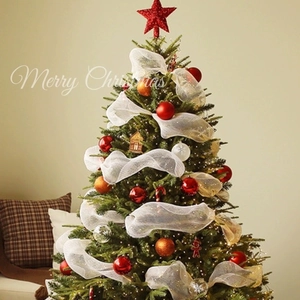 Christmas Tree Decoration Mesh Ribbon Plastic Weave With Metallic Thread Festive Party DIY Craft Garland Home Decor