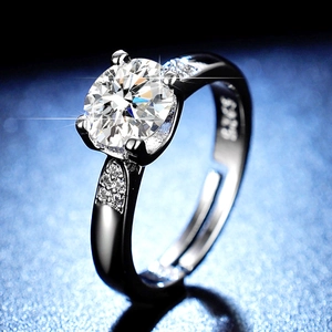 Macro view of S925 sterling silver ring showing the inner S925 hallmark and round cubic zirconia