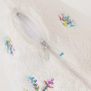 Nordic Christmas plush pillow cover with colorful sequined snowflakes and invisible zipper