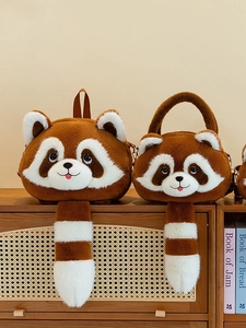 Raccoon Red Panda Plush Bag Soft Faux Fur Animal Shaped Crossbody Backpack Handbag For Daily School Gift Women Girls