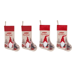 Set of 4 Christmas stockings with gnome reindeer patterns for holiday decoration