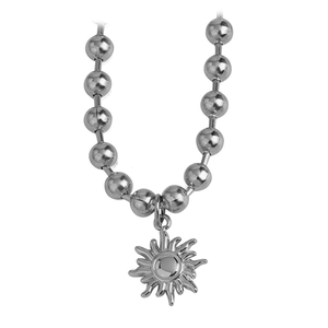 Collana vintage con ciondolo sole in argento e catena a sfere per le donne