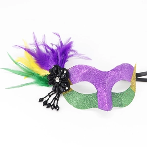 Máscara de Mascarada Mardi Gras Con Pluma Extraíble Strass Brillo Lentejuelas Carnaval Máscara de Ojos Para Fiesta de Disfraces