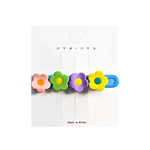 Charming floral hair clip with four colorful acrylic flowers for girls and women