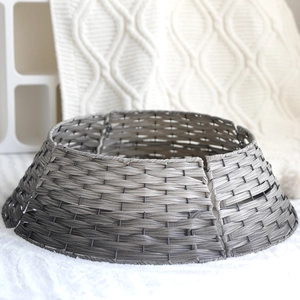 Gray gradient woven Christmas tree collar with a conical handmade wicker design
