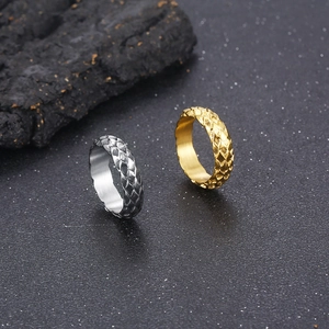 6mm vintage punk snake scale stainless steel rings in gold and silver finish