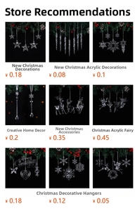 Detailed collection of clear acrylic Christmas tree ornaments with snowflakes and stars