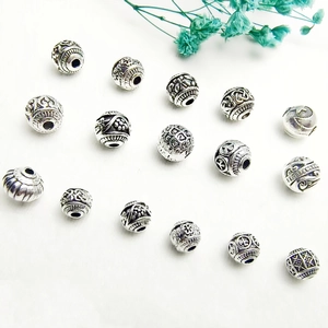 Various silver alloy spacer beads with embossed patterns for DIY jewelry making