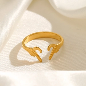 Stainless Steel Heart Gesture Open Ring Adjustable Hand Pointing Minimalist Finger Jewelry