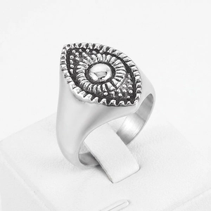 Retro Evil Eye Sun Pattern Ring 316L Stainless Steel Vintage Punk Gothic Band For Men Distressed Jewelry Gift