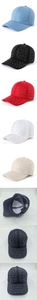 Detailed views of sparkly rhinestone baseball caps in multiple colors and structural shots