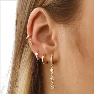 925 Sterling Silver Earring Post Copper Zirconia Chain Drop Earrings Luxurious Micro Inlaid Hoop Earrings For Women Fashion Jewelry