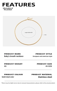 Detailed specs of golden stainless steel star chain necklace with size dimensions