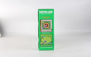 Green retail packaging for children's golf chipping game set suitable for indoor and outdoor play