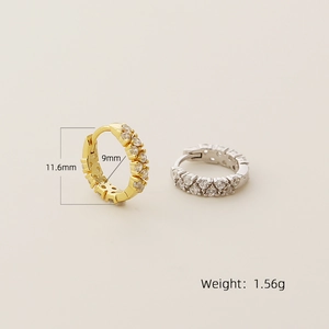 Silver and gold double row cubic zirconia hoop earrings with 9mm inner diameter sizing