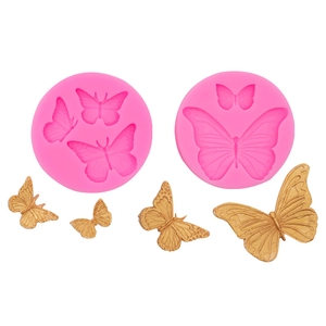Pink butterfly silicone mold set for cake decorating and DIY chocolate fondant craft projects