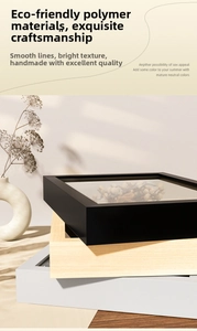 Three deep 3D shadow box frames in black, white, and wood finish for dried flowers