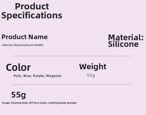 Specifications of the foldable silicone makeup brush cleaning bowl available in four colors