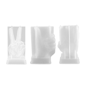 Three-piece hand gesture silicone molds for DIY resin candles, plaster and soap making