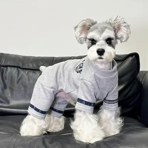 Haustier Hund Overall Baumwolle Strick Vierbeinig Kariert Warm Winter Kleidung Kleine Mittlere Hunde Britischer Stil